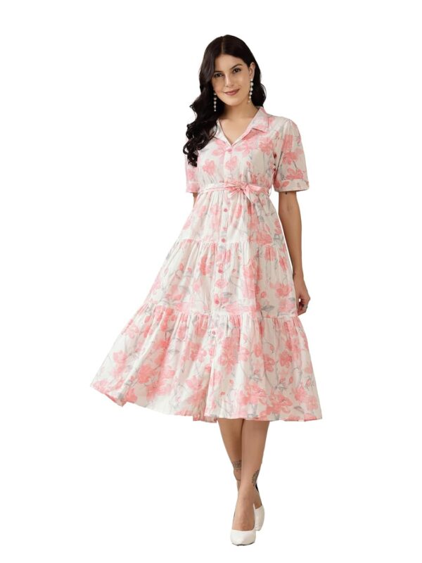 Stylum Women's Floral Printed Cotton Flared Maxi Dress (Drspinkkinnu_Baby Pink) - Image 2