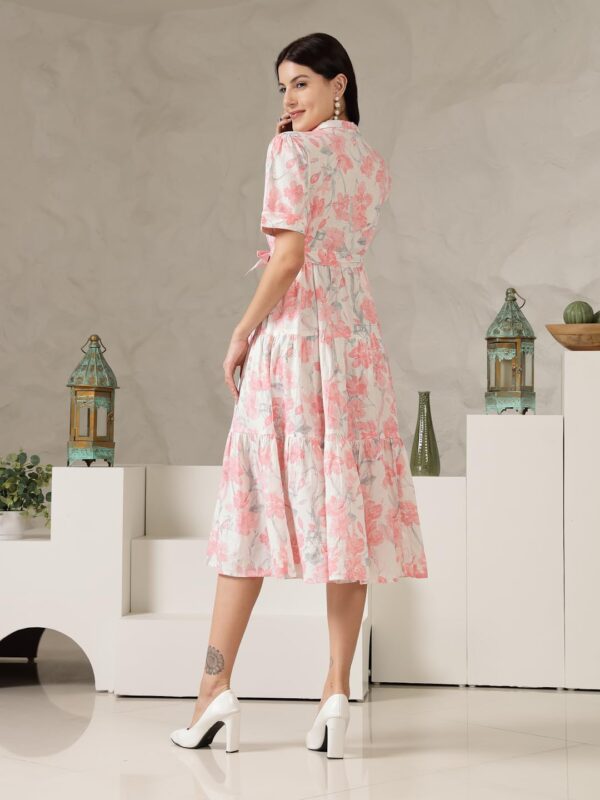 Stylum Women's Floral Printed Cotton Flared Maxi Dress (Drspinkkinnu_Baby Pink) - Image 3