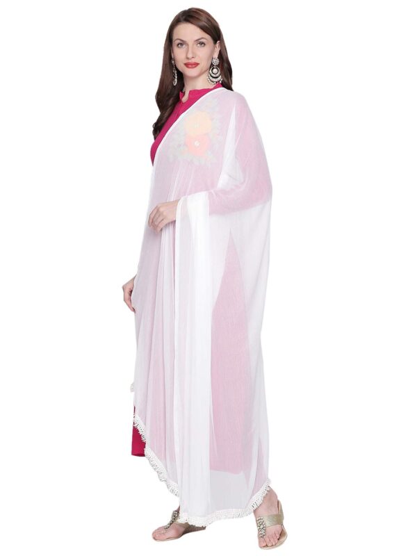 DUPATTA BAZAAR Woman's Chiffon Dupatta with lace on border. - Image 3