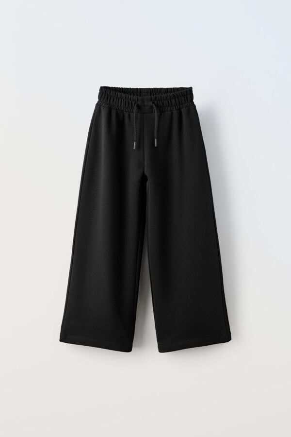 Alan Jones Clothing Girls Solid Cotton Wide Leg Trackpant | French Terry Fabric | Relaxed Fit | Wide - Image 3
