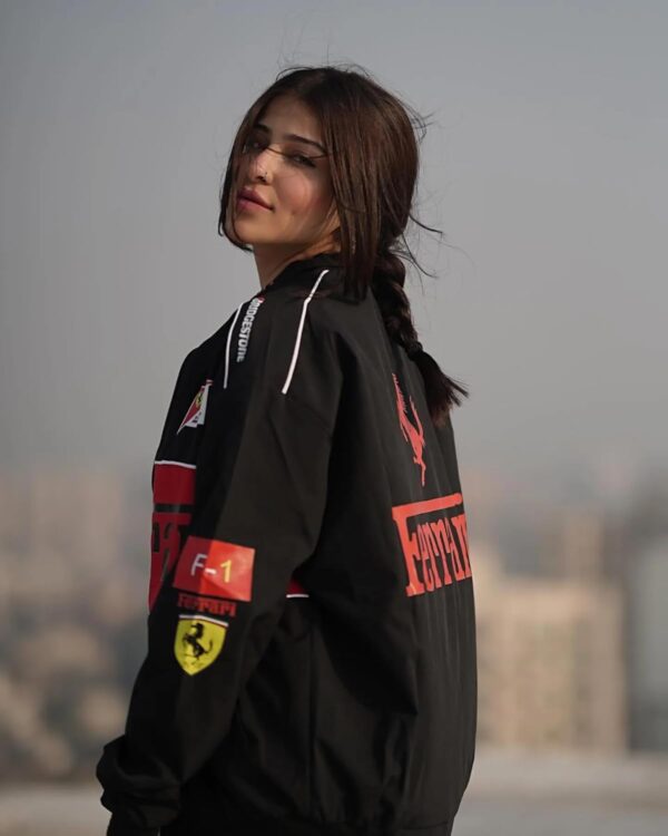 Racing Icon Black F1 Vintage Printed Jacket – Premium Streetwear & Motorsport Fashion women - Image 3