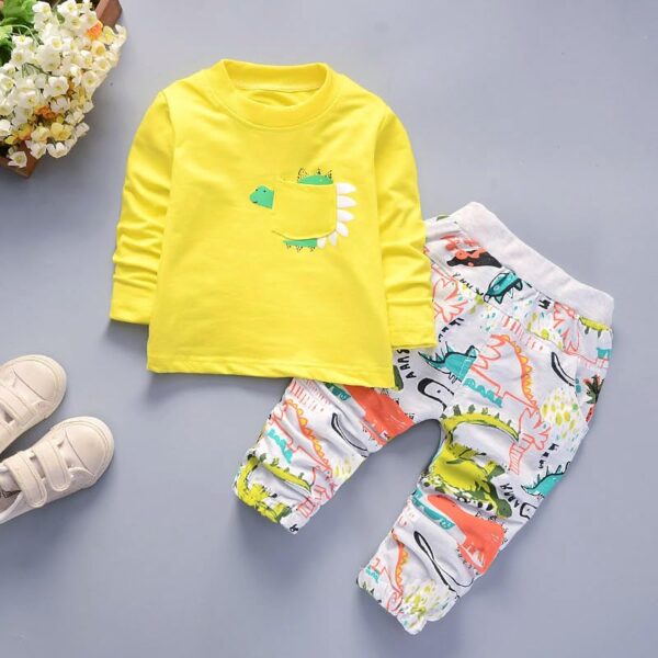 Googogaaga Boy's Cotton Printed Hoodie Sweatshirt with Joggers in White Baby Boys Clothing Set - Image 5
