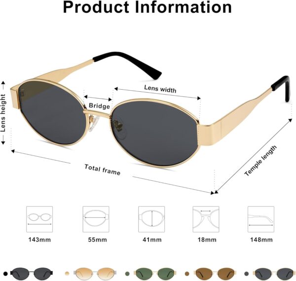 CREEK Retro Oval Sunglasses for Women & Men | Trendy Metal Sun Glasses Classic Shades | UV400 - Image 4