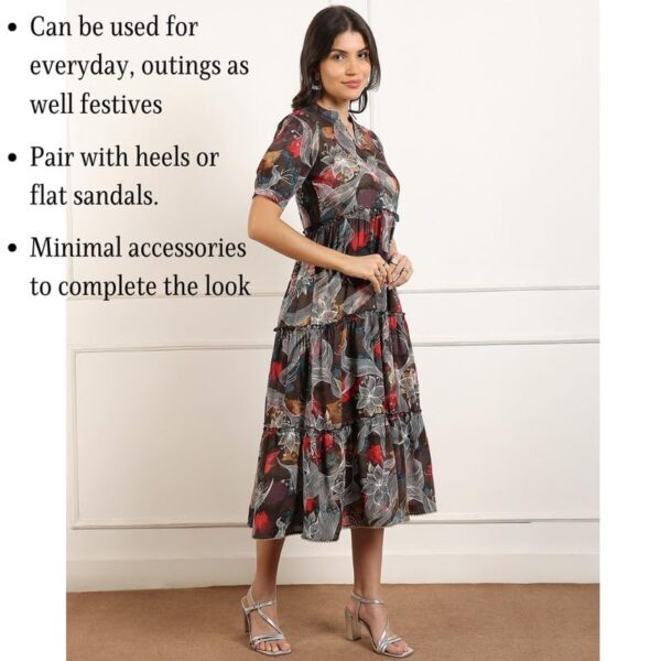 DUMMY SHAPE Dress for Woman | Stylish Cotton Rayon Printed Fit & Flare Midi One Piece for Women - Image 5