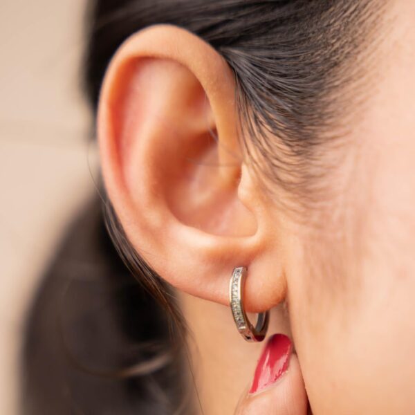 DHRUVS COLLECTION 925 Sterling Silver Zircon Bali, Earrings for Girls And Women - Single Line Micro - Image 4