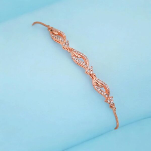 Nilu's Collection Rose Gold Plated American Diamond Crystal Contemporary Bracelet Jewellery with - Image 6