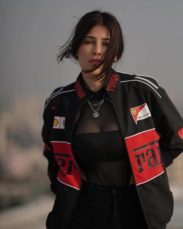 Racing Icon Black F1 Vintage Printed Jacket – Premium Streetwear & Motorsport Fashion women - Image 6