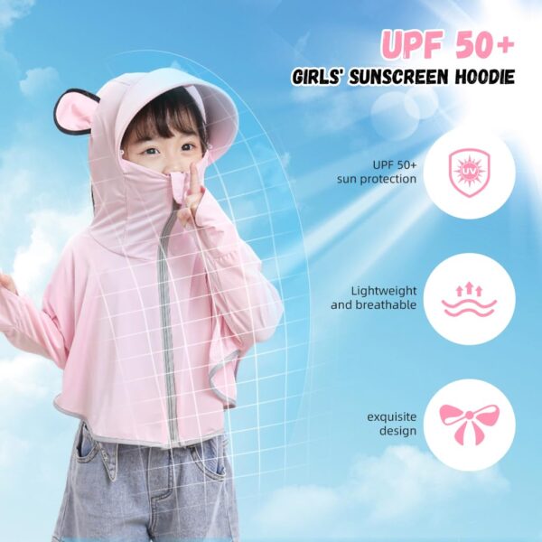 PALAY® Sunscreen Jacket for Girls, UPF 50+ Sun Protection Hoodie Jacket for Girl Kid Long Sleeve - Image 8