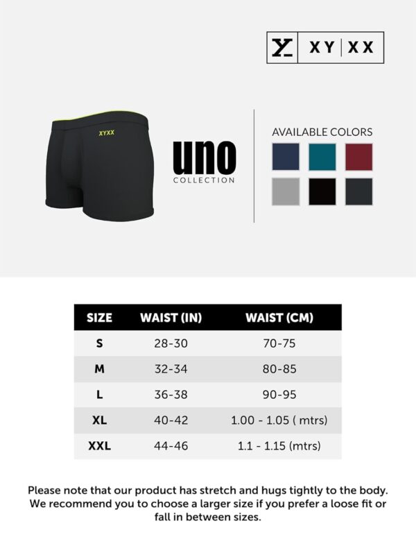 XYXX Men's Uno Micromodal Regular Fit Solid Antimicrobial Trunks with No Marks Waistband (Pack of 2) - Image 6