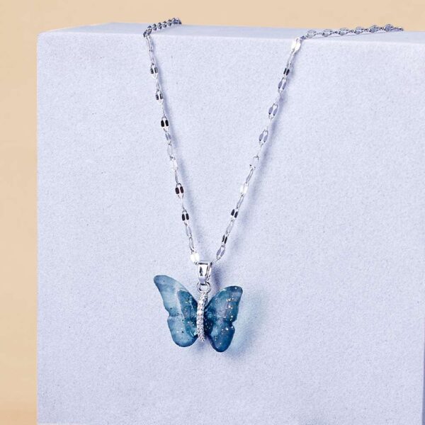 SALTY Anti Tarnish Vibrant Blue Winged Butterfly Pendant Necklace for Women | Stylish Locket Chain | - Image 4