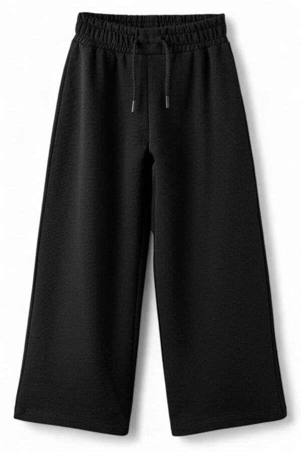 Alan Jones Clothing Girls Solid Cotton Wide Leg Trackpant | French Terry Fabric | Relaxed Fit | Wide - Image 2