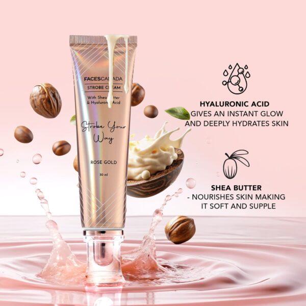 FACESCANADA Strobe Cream - Rose Gold, 30Ml | Primer + Highlighter + Moisturizer | Shea Butter & - Image 5