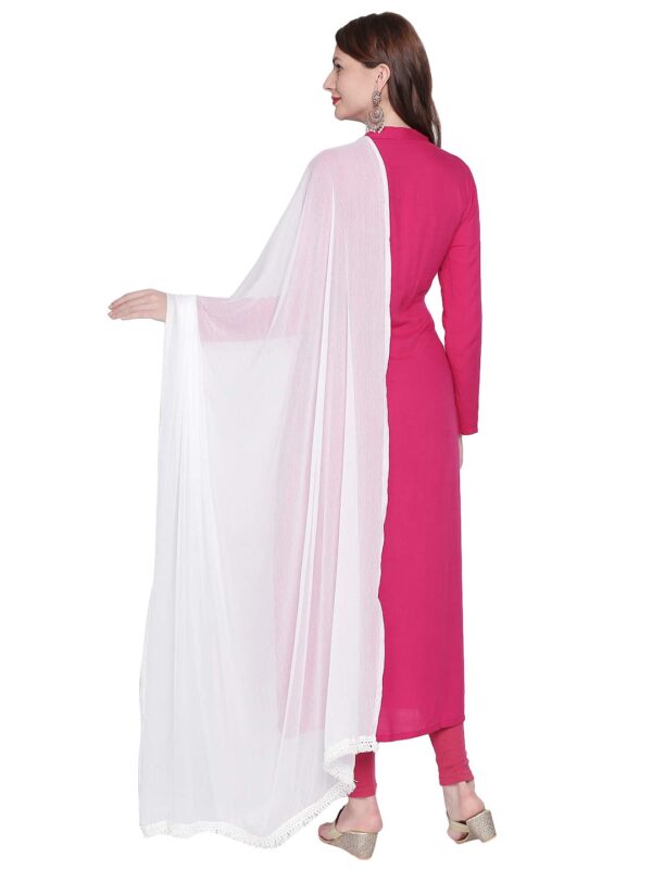 DUPATTA BAZAAR Woman's Chiffon Dupatta with lace on border. - Image 4