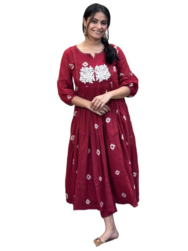 GoSriKi Women's Rayon Blend Anarkali Printed Kurta with Pant - Image 2