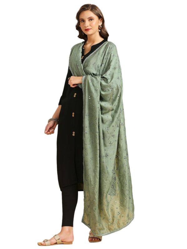 DUPATTA BAZAAR Women's Pure Cotton Embroidered Dupatta with Mirror Work. - Image 3