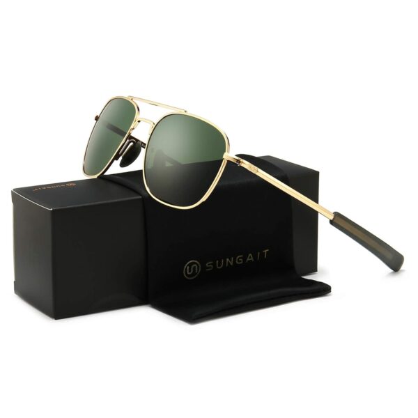 SUNGAIT Men's Military Style Polarized Pilot Aviator Sunglasses - Bayonet Temples - Image 9