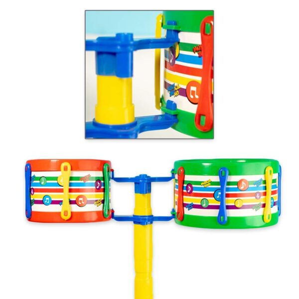 Toyztrend Jazz Drum Set Senior Musical Band Instruments with 3 Drums, 1 Dish, 1 Stool & Sticks for - Image 6