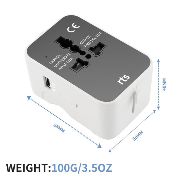 rts 2 Type C + 1 USB Plug Universal Travel Adapter, International All in One Worldwide Travel Power - Image 9