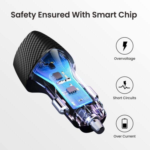 Portronics 51W Car Power 16 Fast Car Charger with Dual Output, 51 Watts Total (18W USB + 33W Type C - Image 6