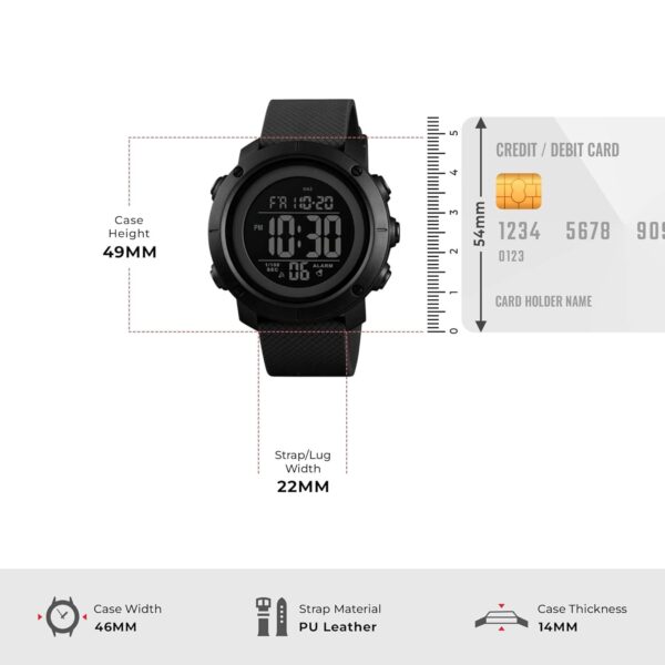 SKMEI Men's Digital Sports Watch 50m Waterproof LED Military Multifunction Smart Watch Stopwatch - Image 6