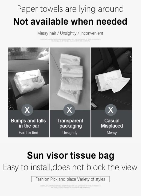 Detachi Car Tissue Holder, Sun Visor Napkin Holder, Car Visor Tissue Holder, Tissue Holder for Car - Image 3