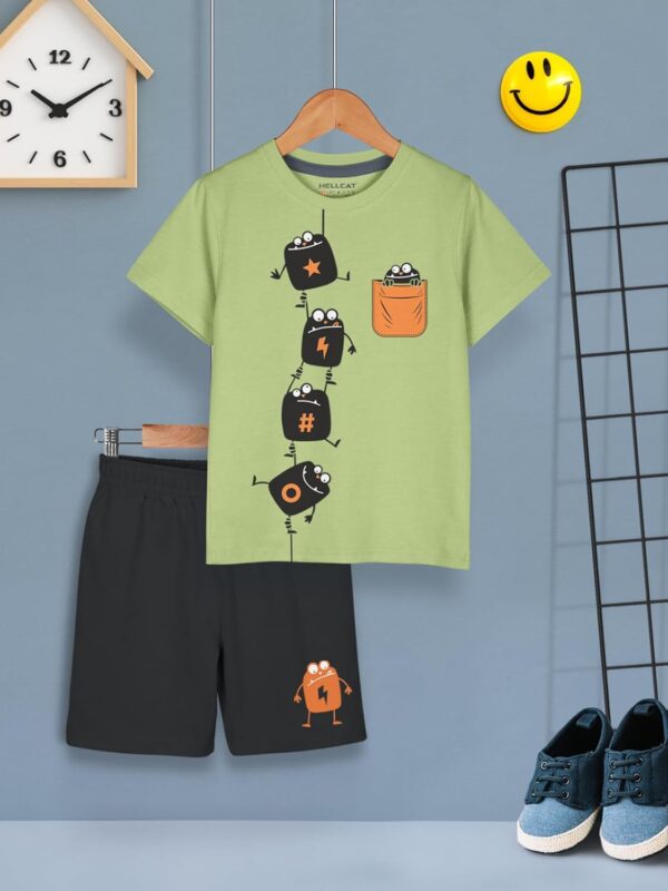 HELLCAT Boys Dress Clothing Set Combo with Tshirts & Shorts - Pack 3 - Image 9