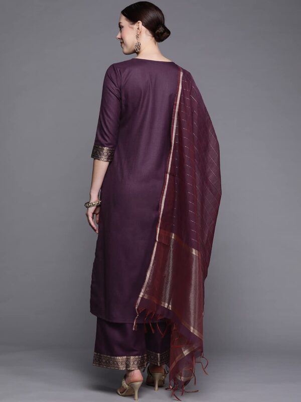 INDO ERA Women's Cotton Yoke Design Straight Kurta Pant with Dupatta Set - Image 3