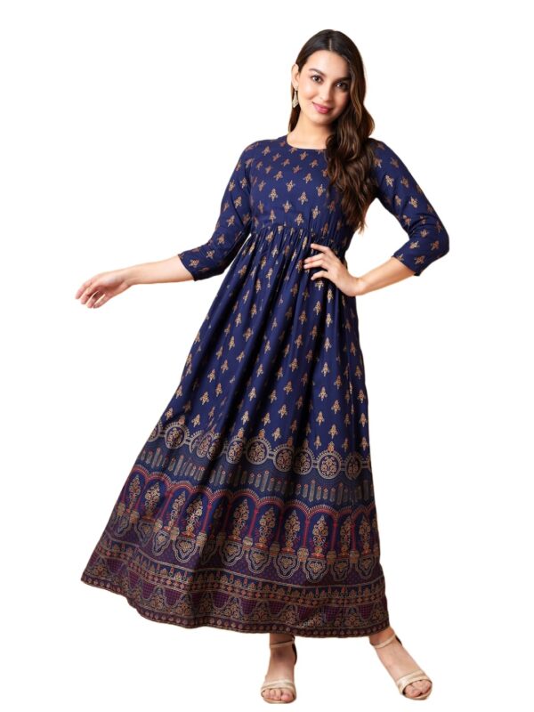 Deavish Women Rayon Printed Full Length Fit & Flared Western Maxi Dress | Maxi Dress for Women - Image 2