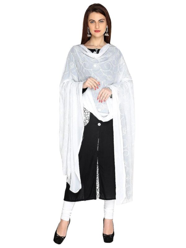 DUPATTA BAZAAR Women's Floral Chiffon Dupatta - Image 3