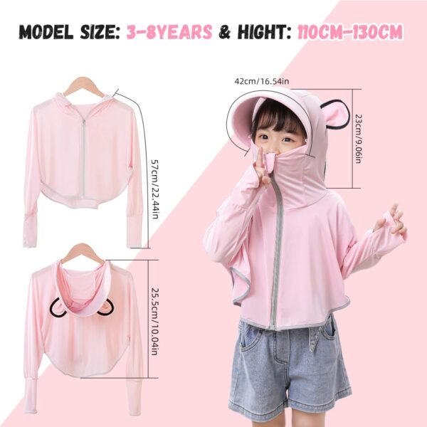 PALAY® Sunscreen Jacket for Girls, UPF 50+ Sun Protection Hoodie Jacket for Girl Kid Long Sleeve - Image 3