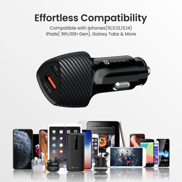 Portronics 51W Car Power 16 Fast Car Charger with Dual Output, 51 Watts Total (18W USB + 33W Type C - Image 5