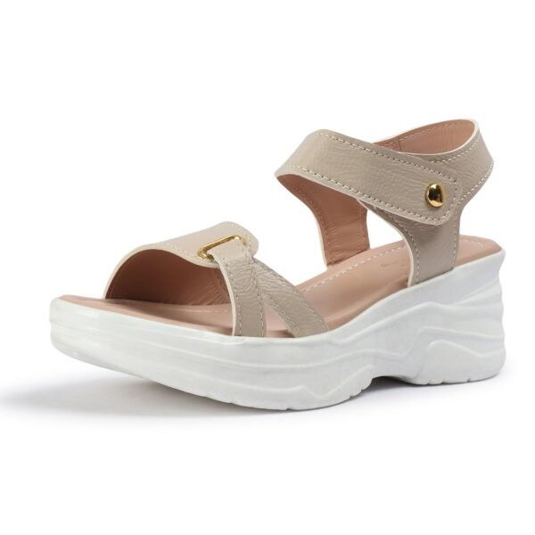 Vendoz Women Casual Cream Wedges Sandal - Image 2