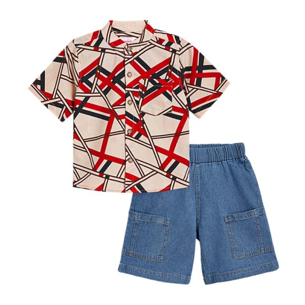 Hopscotch Boy's Cotton Printed Shirts & shorts set - Image 2