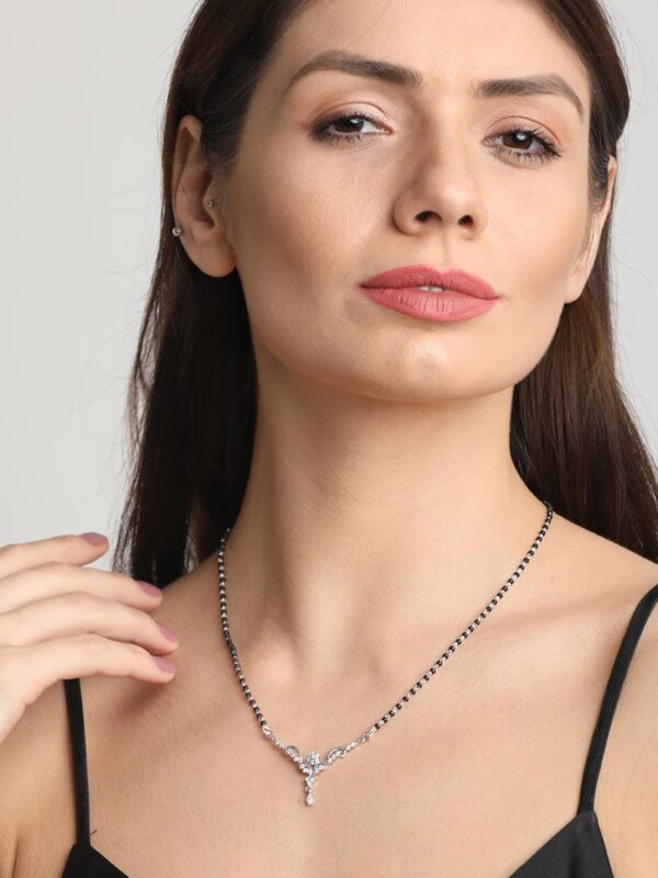 Clara 925 Sterling Silver Mangalsutra Tanmaniya Pendant with Chain | Gift for Women and Girls - Image 4