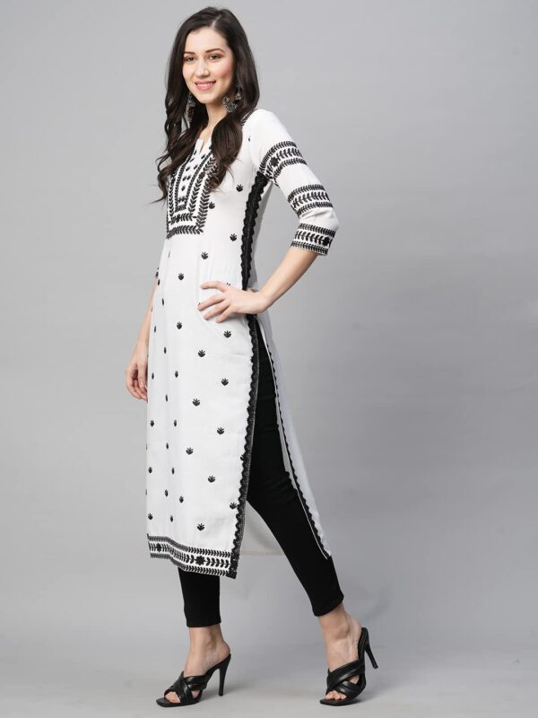 GoSriKi Women's Cotton Blend Straight Fit Straight Kurta - Image 4
