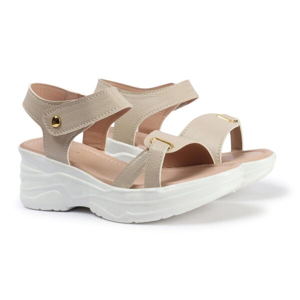 Vendoz Women Casual Cream Wedges Sandal - Image 6