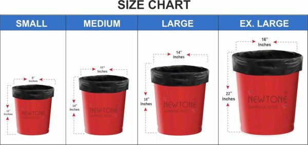 Newtone Premium Garbage Bags Small Size 17x19 Inches|90 Bags (Pack of 3 Rolls with 30 Bags Each) for - Image 7