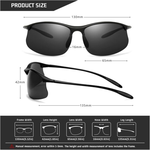 SUNGAIT Ultra Lightweight Rimless Polarized Sports Sunglasses for Men Fishing Running UV400 - Image 8