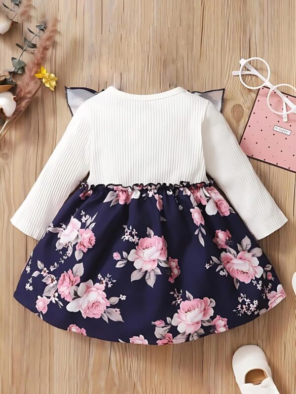 Buy & Try by Dharmikaay Girl's Lycra Floral Printed Frock Dress for Girls Short Frock Baby Princess - Image 3