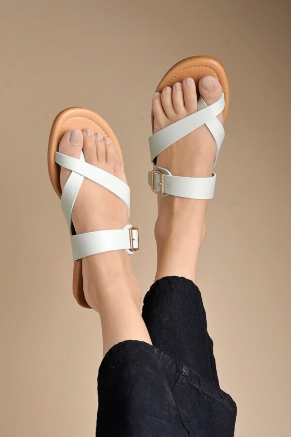 Shoetopia Stylish Side Buckle Detailed Flats for Women & Girls - Image 5
