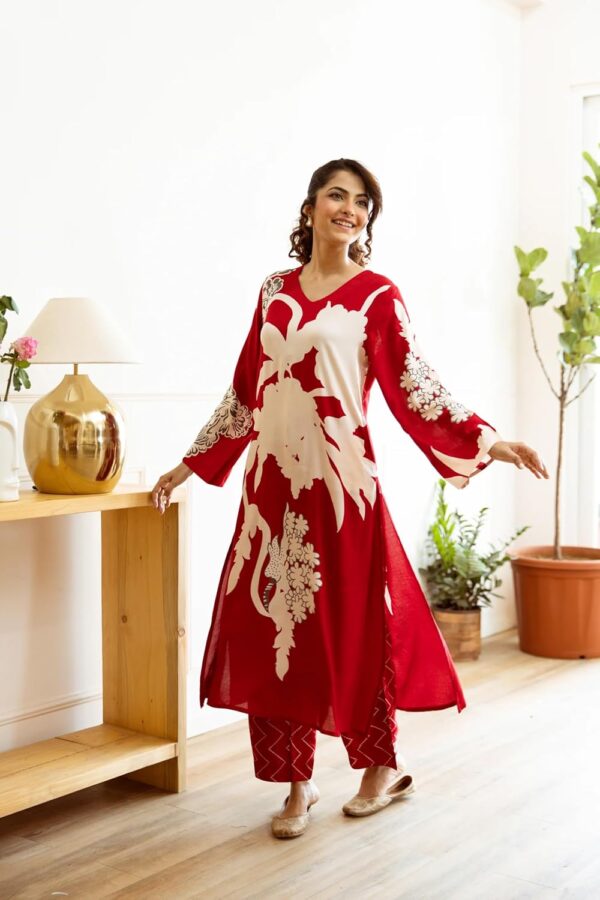 GoSriKi Women's Rayon Viscose Straight Printed Kurta with Palazzo - Image 8