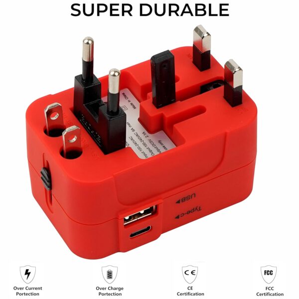 rts 224+ Countries Universal Travel Adapter with USB-C Type C & USB International All in One Travel - Image 3