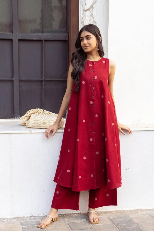 ANNI DESIGNER Women’s Rayon Blend Kurta with Palazzo Set | Sleeveless Straight Fit Ethnic Wear | - Image 6