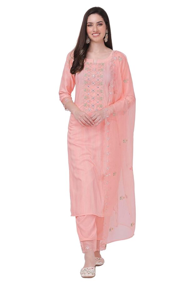 TRENDMALLS Women's Cotton Embroidery Salwar Suit Set Kurta Pant with Dupatta Kurta Set for Women - Image 2