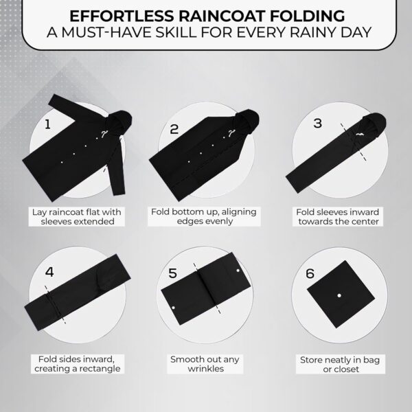 Robustt Unisex Raincoat With Hood - Black (Pack of 1) | Waterproof Rain Poncho | EVA Material | - Image 5