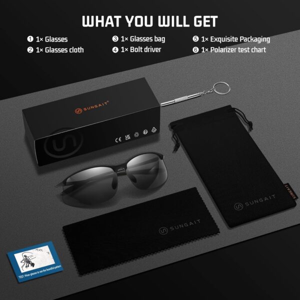 SUNGAIT Ultra Lightweight Rimless Polarized Sports Sunglasses for Men Fishing Running UV400 - Image 7