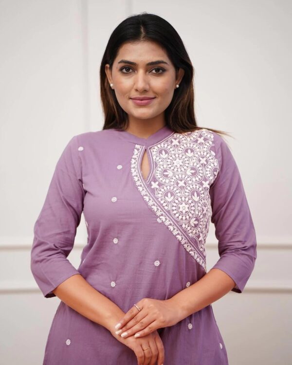 FABNEX Cotton Blend Kurta Set for Women|Women Embroidered Kurta Set|Women Kurta Pant Set (K-34-38) - Image 7