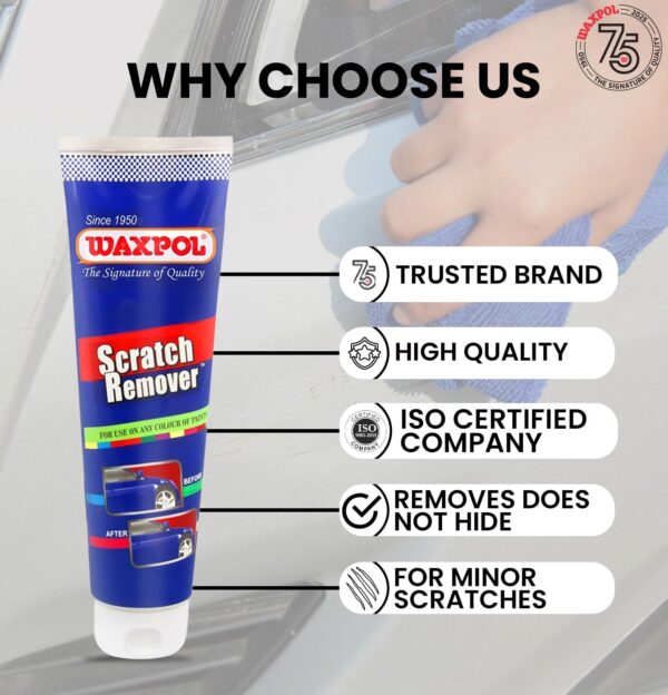 Waxpol Scratch Remover 150gm For Use on Car & Bike Mild Scratches on All Colours - Image 5