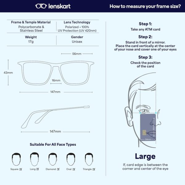 VINCENT CHASE EYEWEAR By Lenskart | Full Rim Square Stylish Sunglasses | Polarized And UV Protected - Image 9