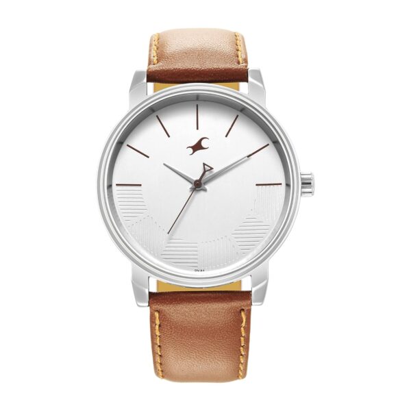 Fastrack Stunners Quartz Analog Silver Dial Brown Leather Strap Watch for Guys - NR3291SL02​ - Image 2
